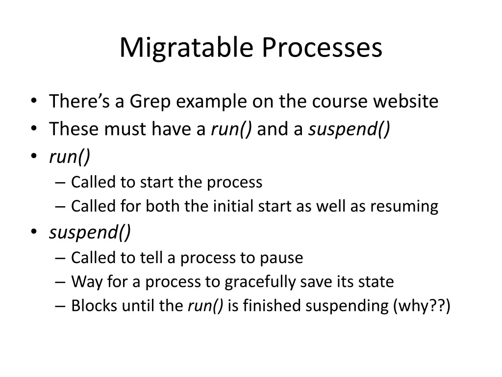 migratable processes