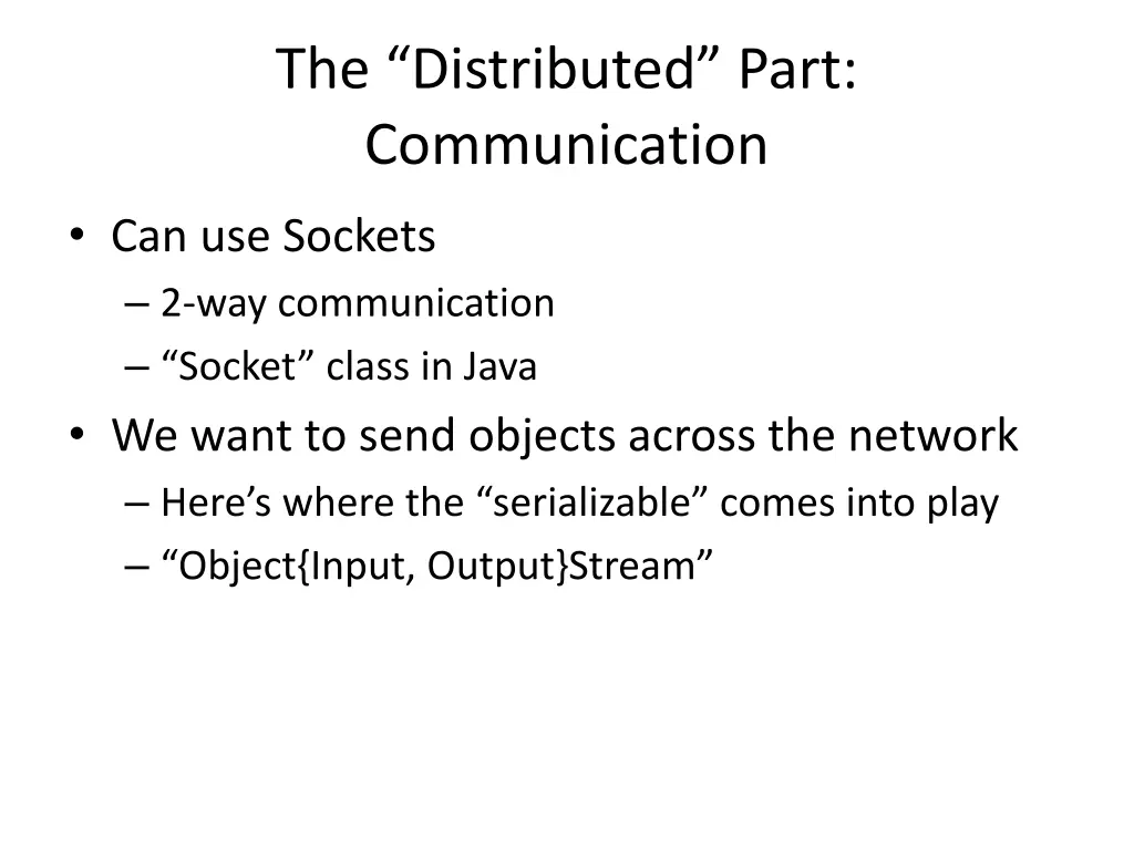 the distributed part communication