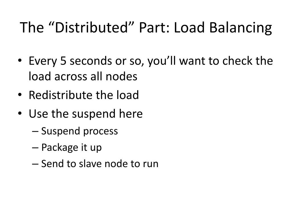 the distributed part load balancing