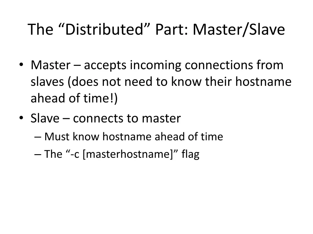 the distributed part master slave