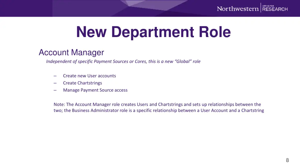 new department role