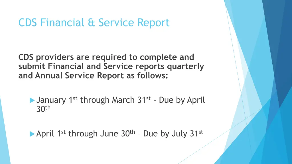 cds financial service report