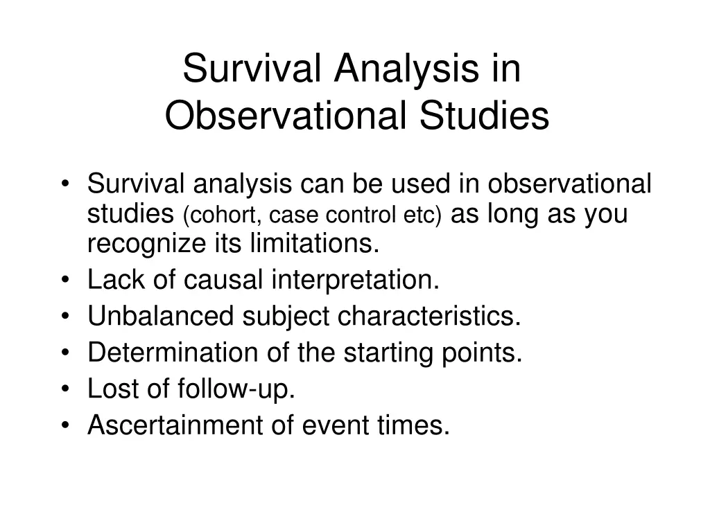 survival analysis in observational studies