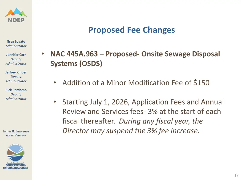 proposed fee changes 6