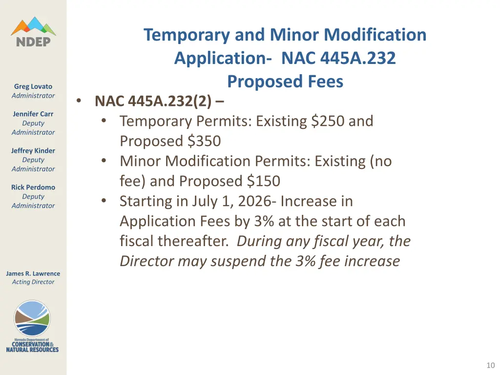 temporary and minor modification application