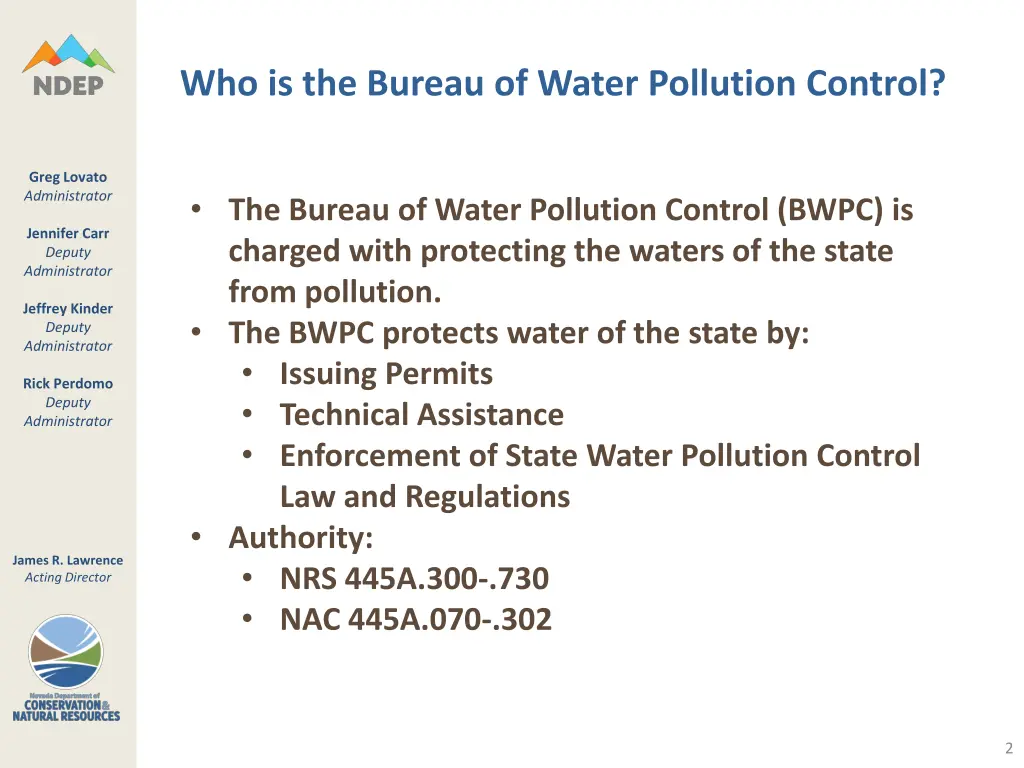 who is the bureau of water pollution control