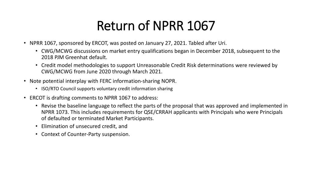 return of nprr 1067 return of nprr 1067