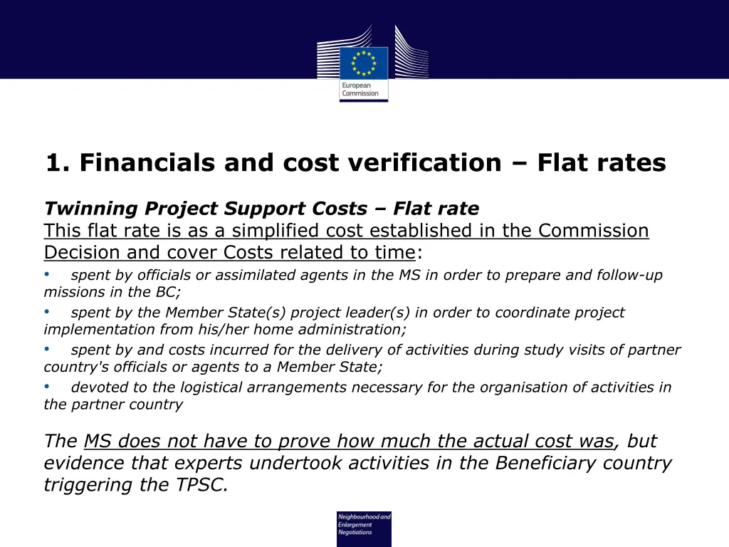 1 financials and cost verification flat rates 1