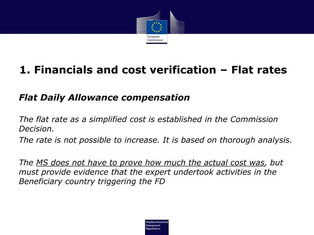 1 financials and cost verification flat rates