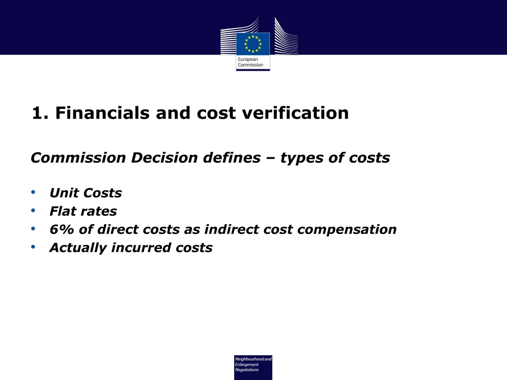 1 financials and cost verification