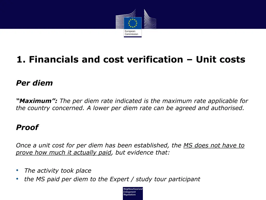 1 financials and cost verification unit costs 2