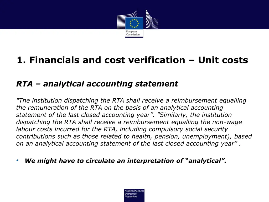 1 financials and cost verification unit costs