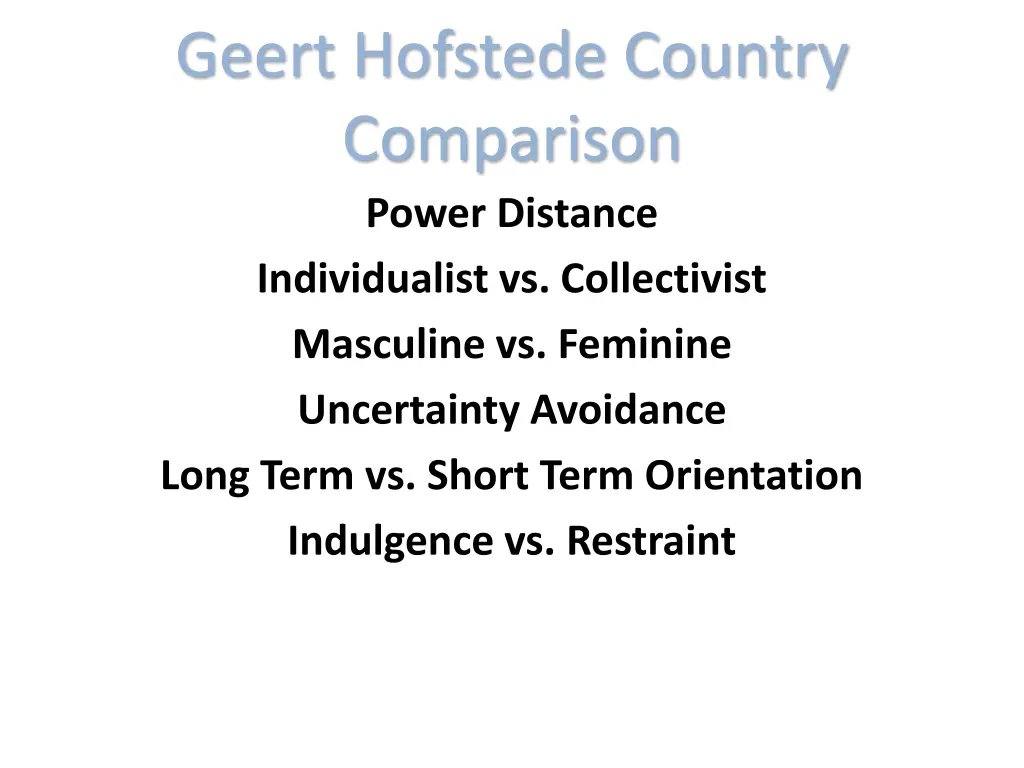 geert hofstede country comparison power distance