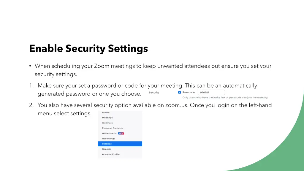 enable security settings