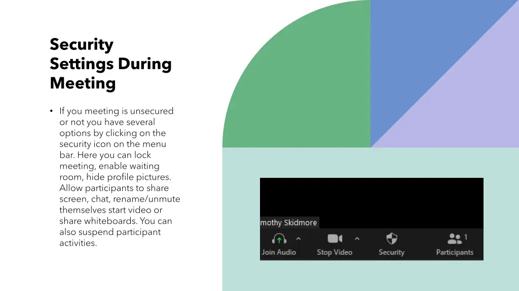 security settings during meeting