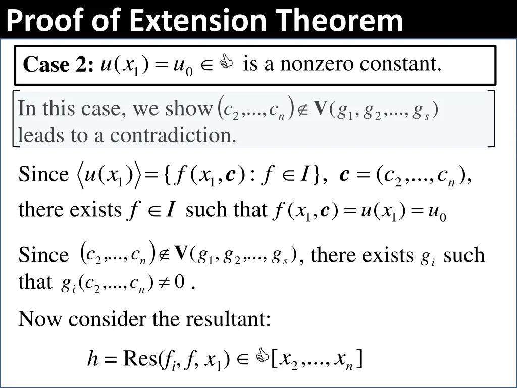 proof of extension theorem case 2 0 u x u