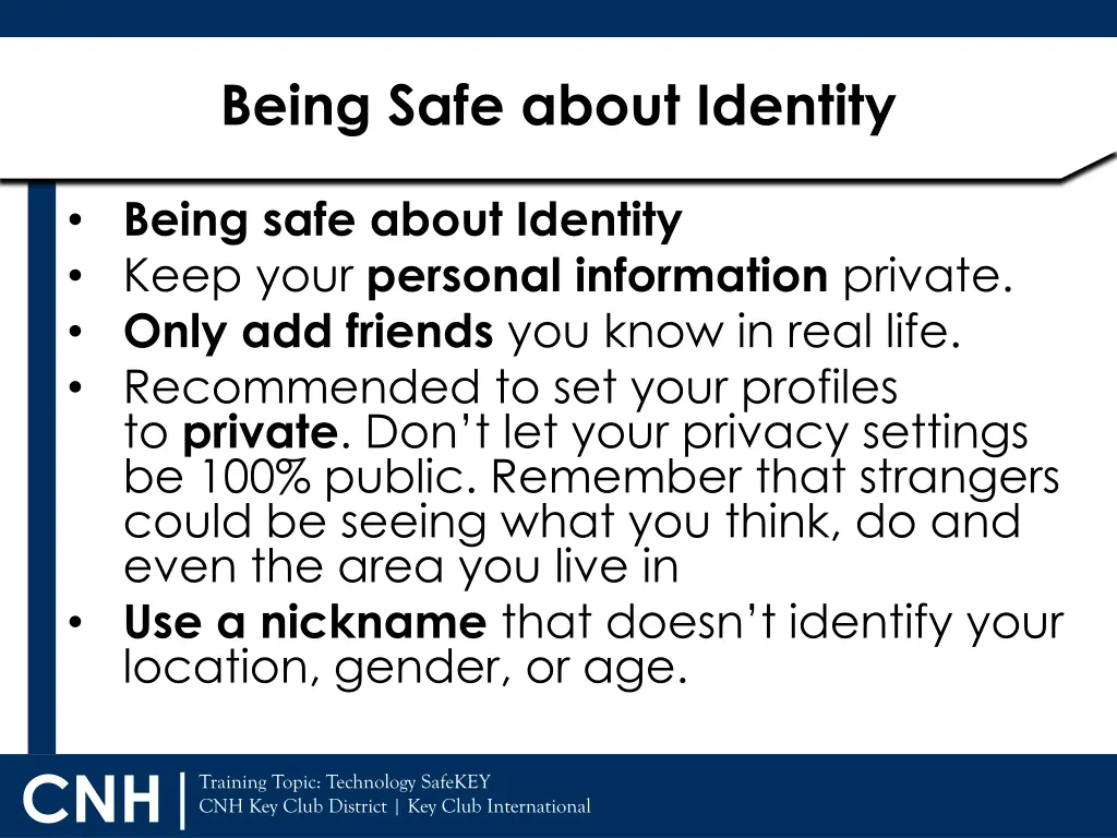 being safe about identity