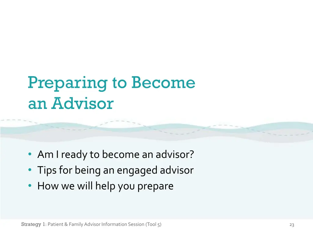 preparing to become an advisor