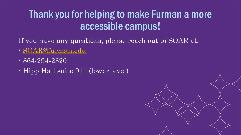 thank you for helping to make furman a more