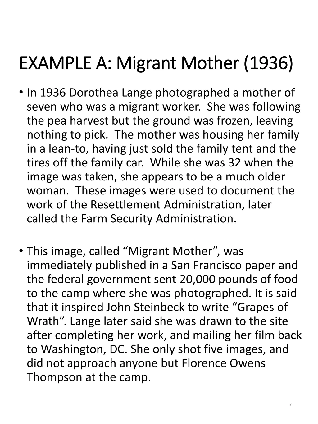 example a migrant mother 1936 example a migrant 1