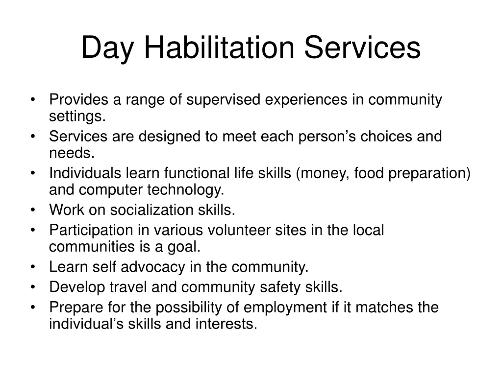 day habilitation services