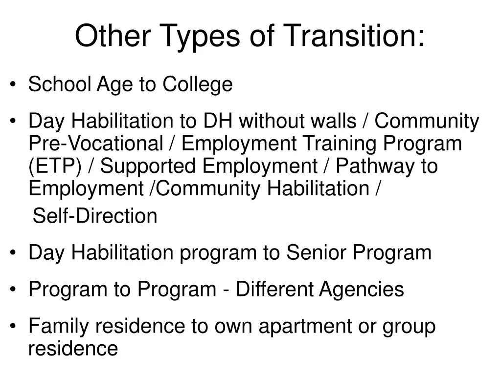 other types of transition