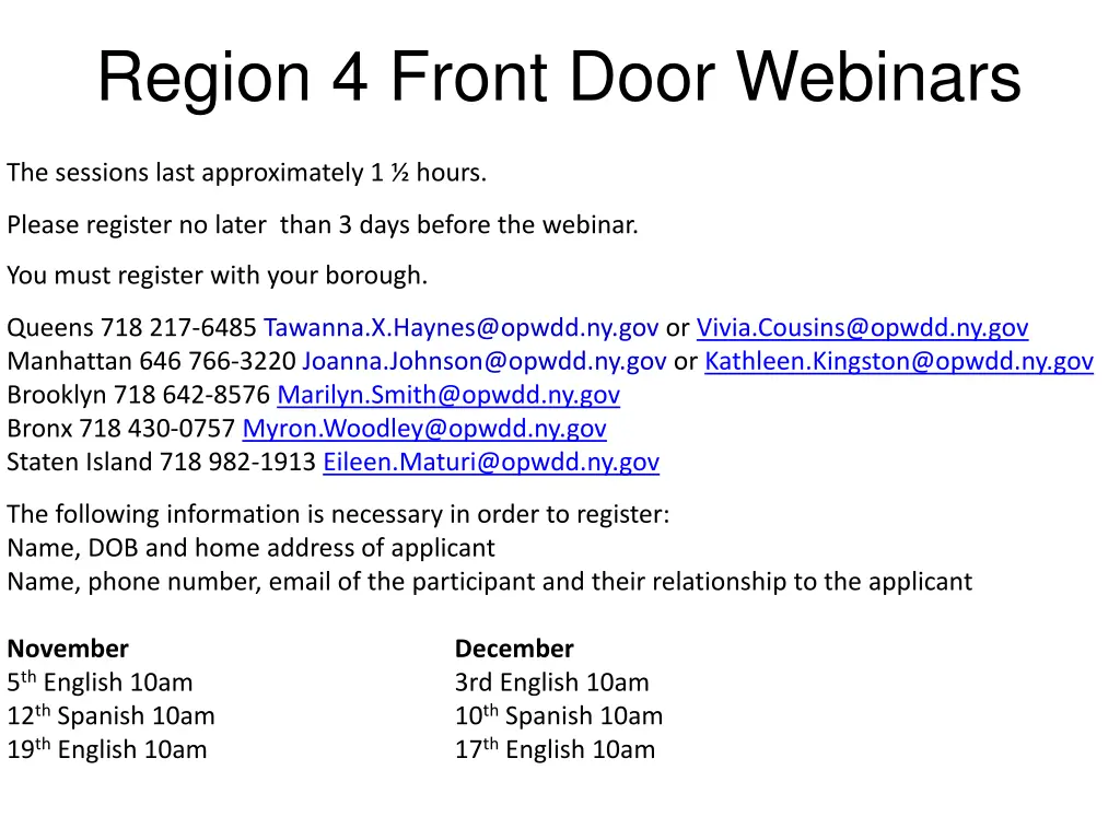 region 4 front door webinars