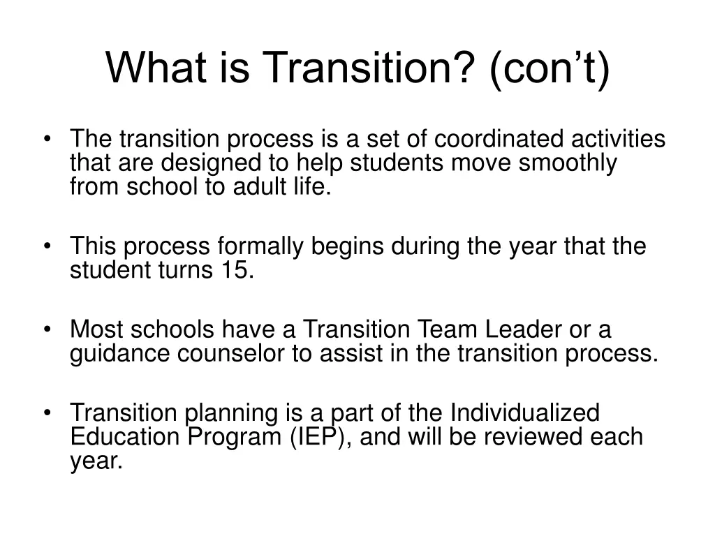 what is transition con t