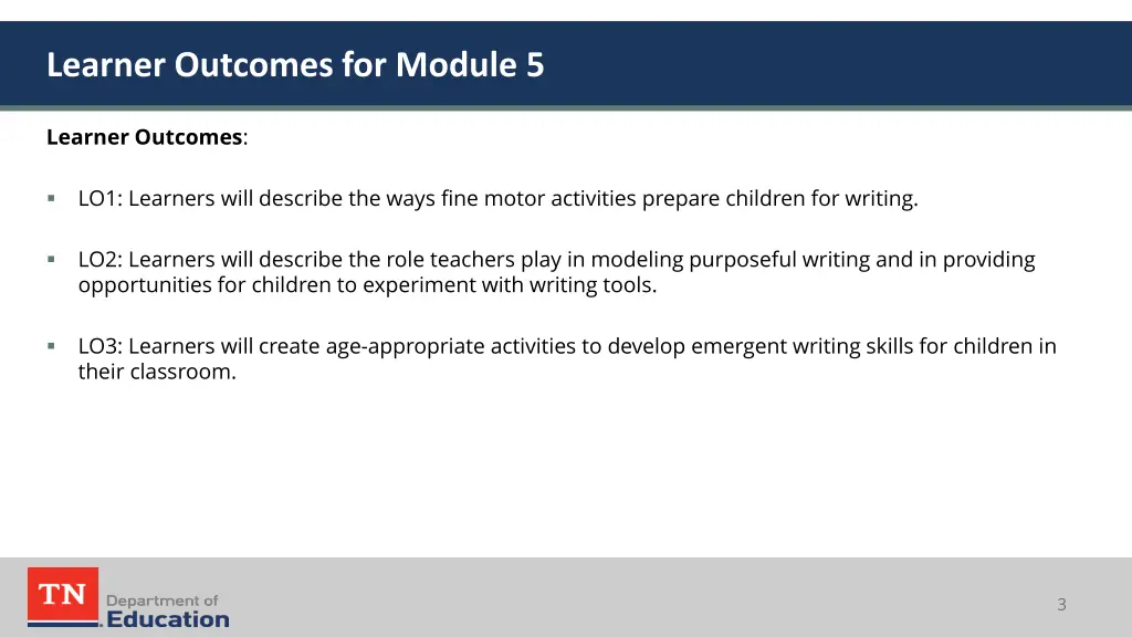 learner outcomes for module 5