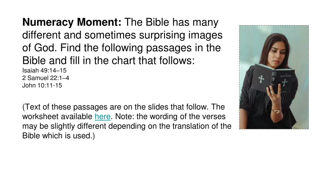 numeracy moment the bible has many different