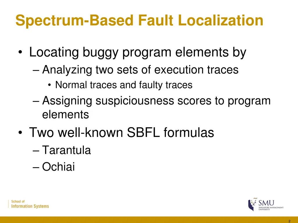 spectrum based fault localization