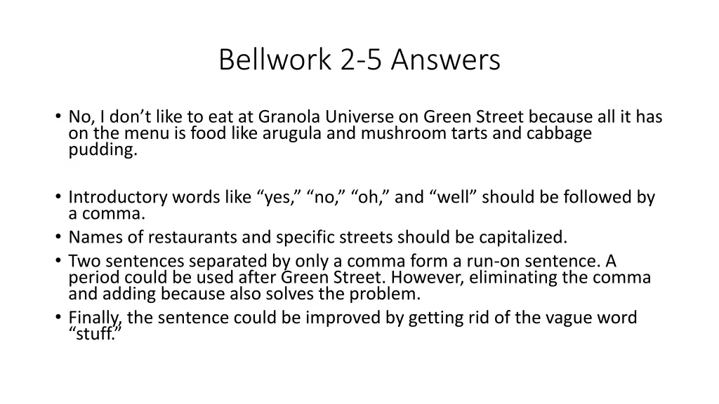 bellwork 2 5 answers