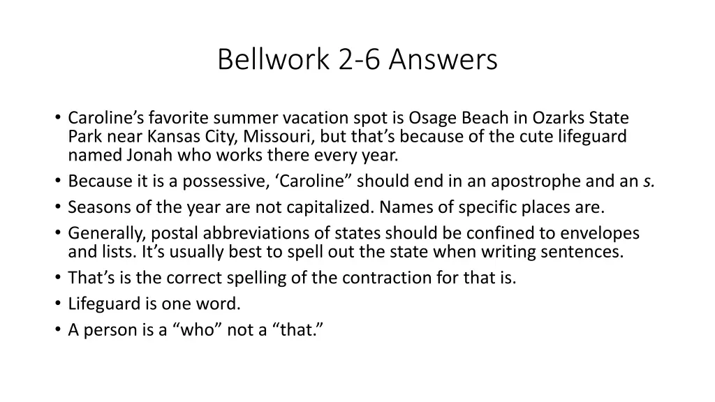 bellwork 2 6 answers