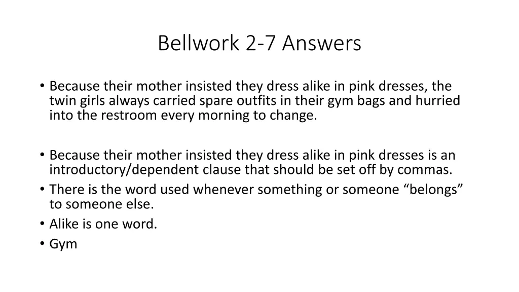 bellwork 2 7 answers