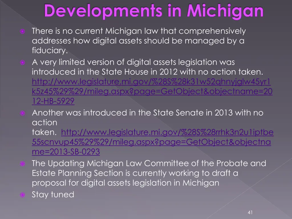 developments in michigan