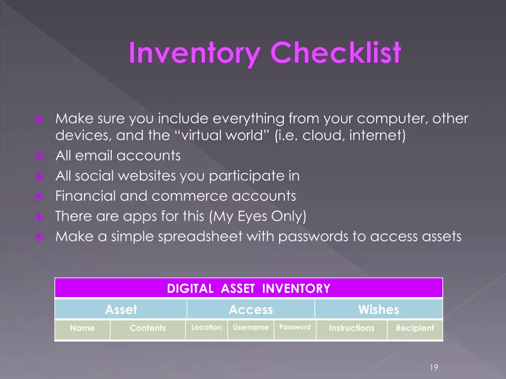 inventory checklist