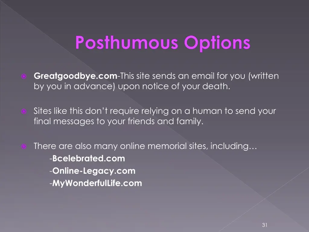 posthumous options 1