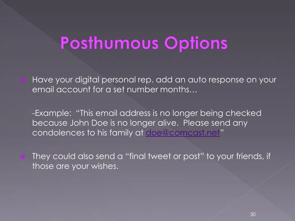 posthumous options