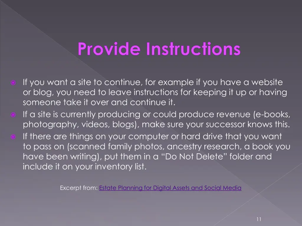 provide instructions