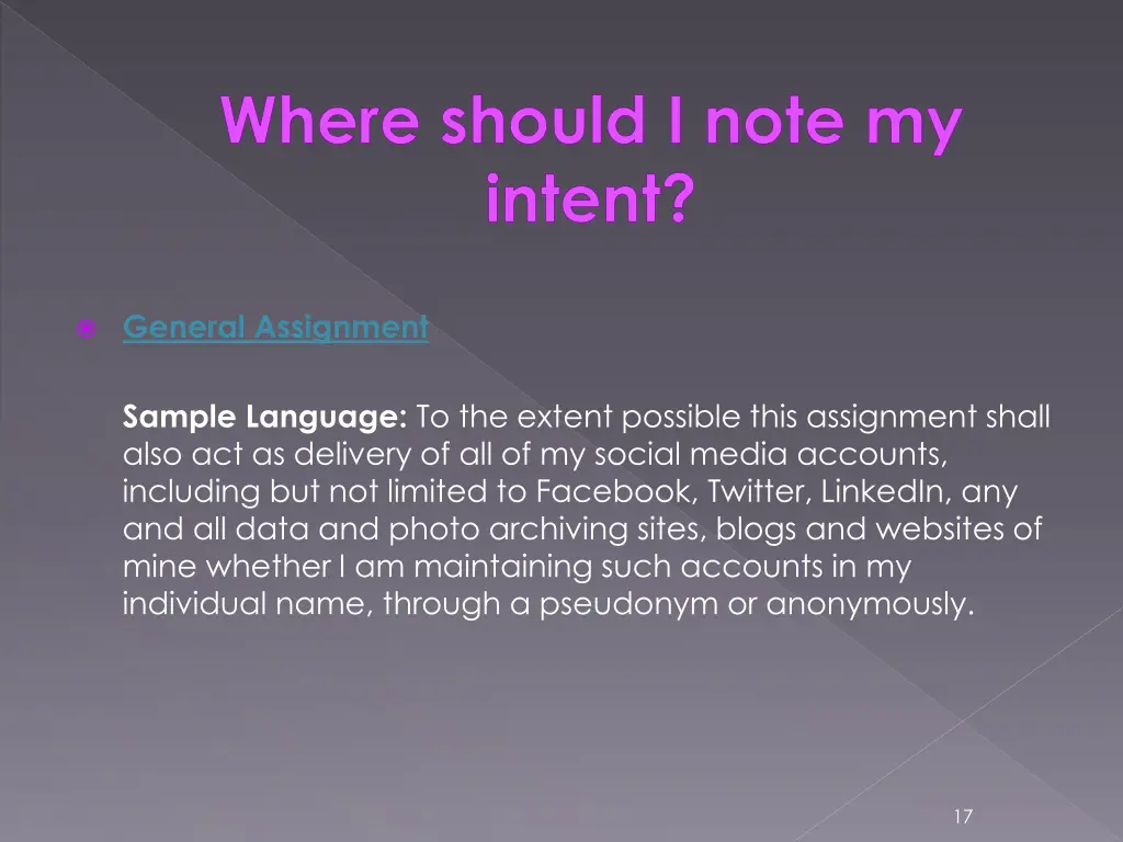 where should i note my intent 1