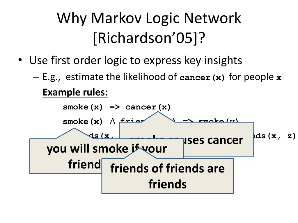 why markov logic network richardson 05 use first