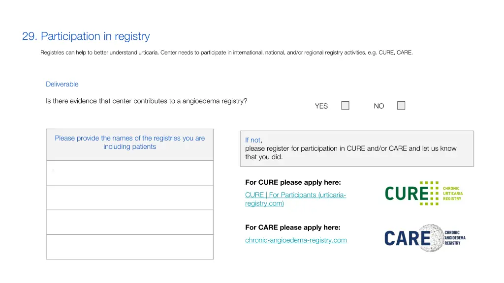 29 participation in registry