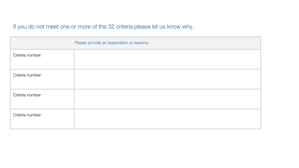 if you do not meet one or more of the 32 criteria