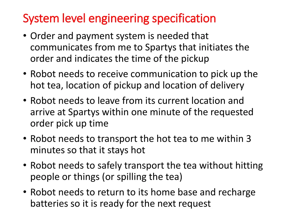 system level engineering specification system