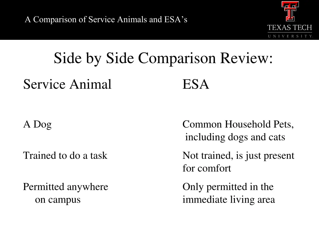 a comparison of service animals and esa s