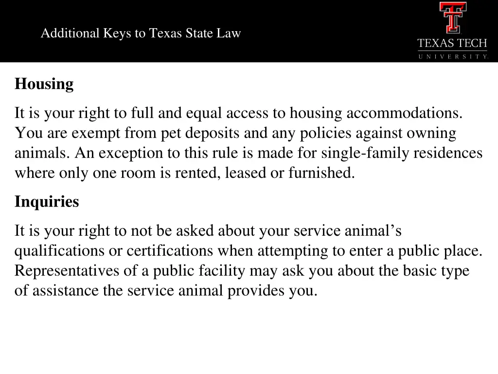 additional keys to texas state law