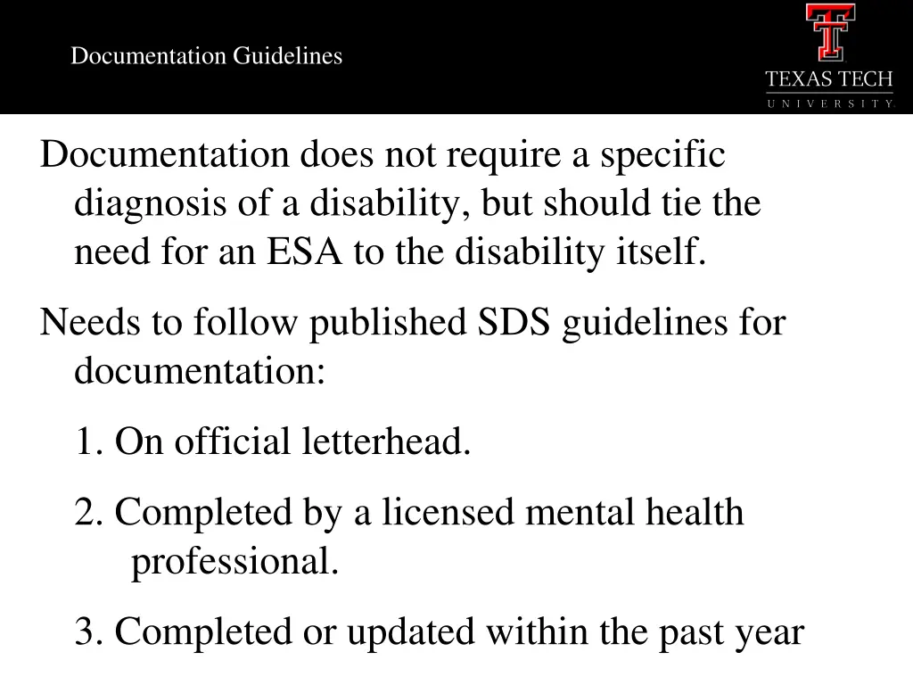 documentation guidelines