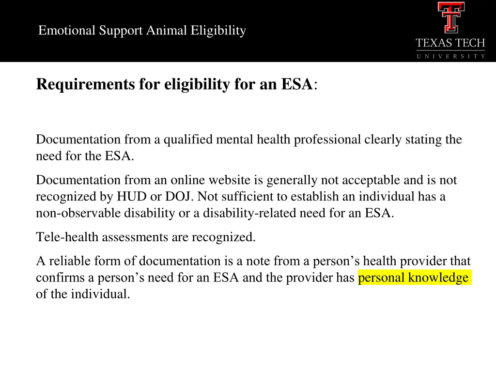 emotional support animal eligibility