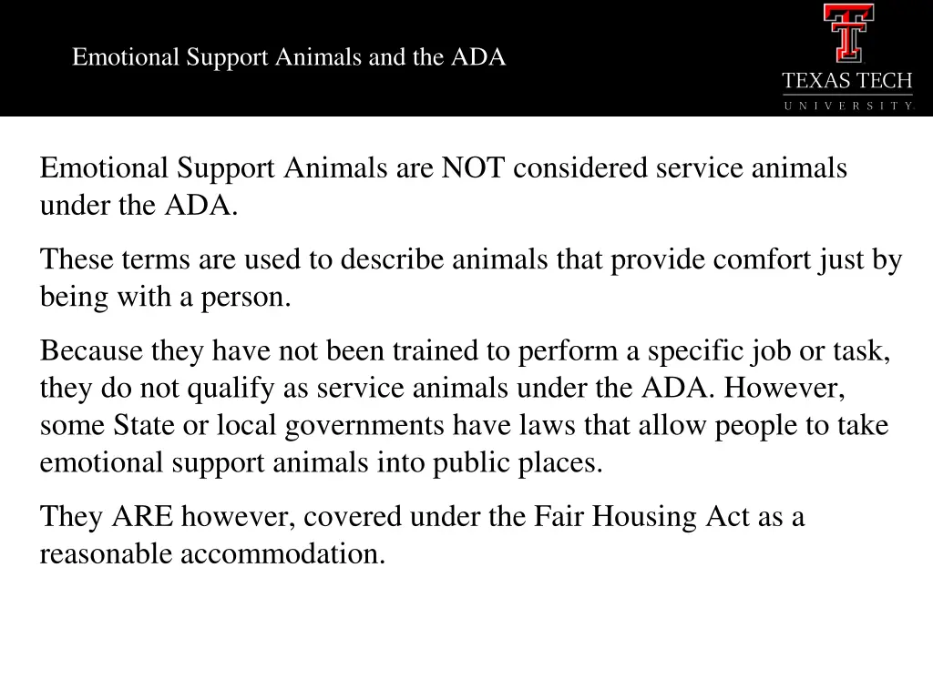 emotional support animals and the ada