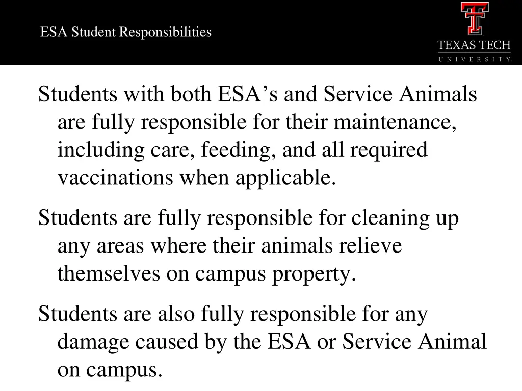 esa student responsibilities